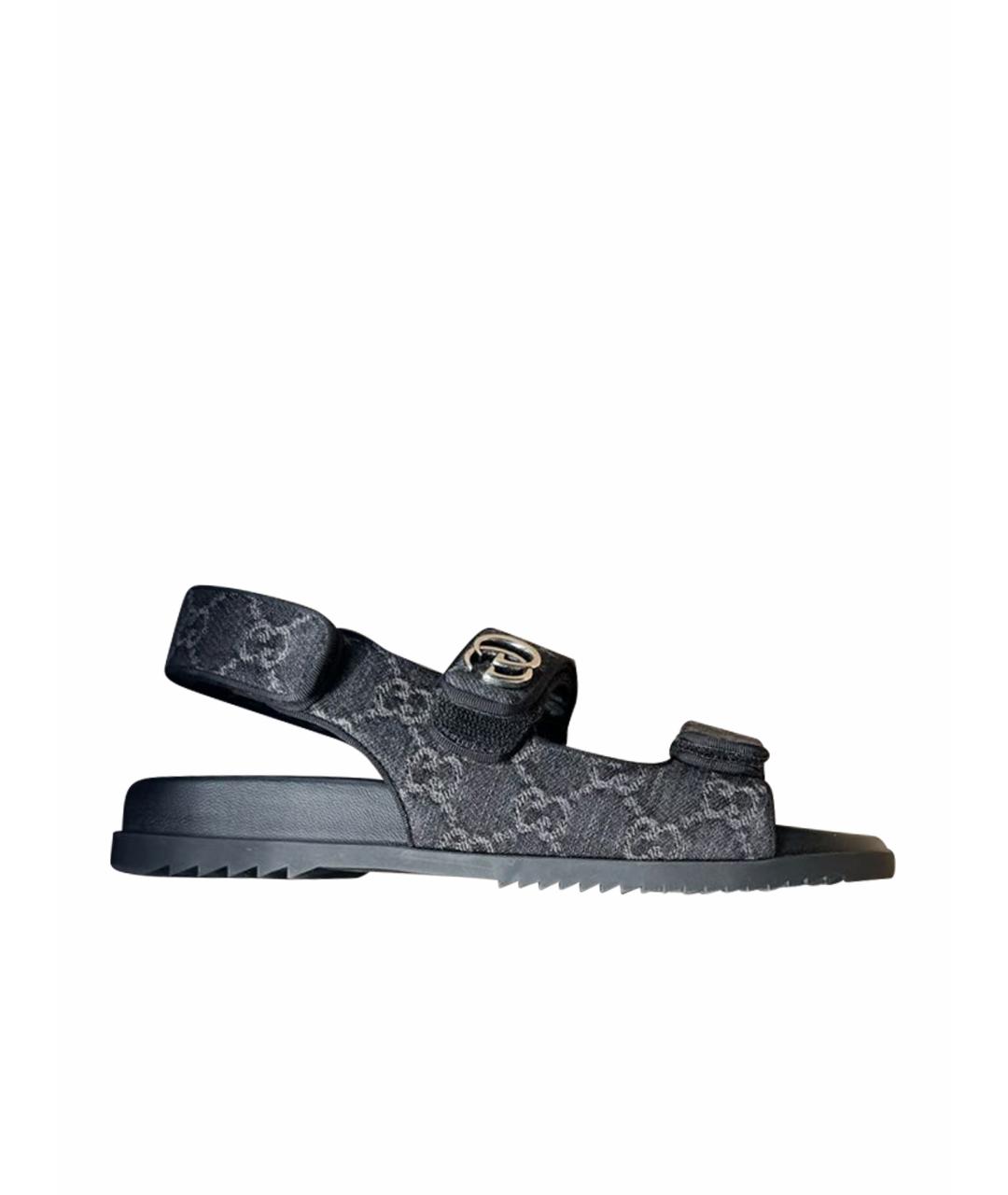 GUCCI Черные текстильные сандалии, фото 1