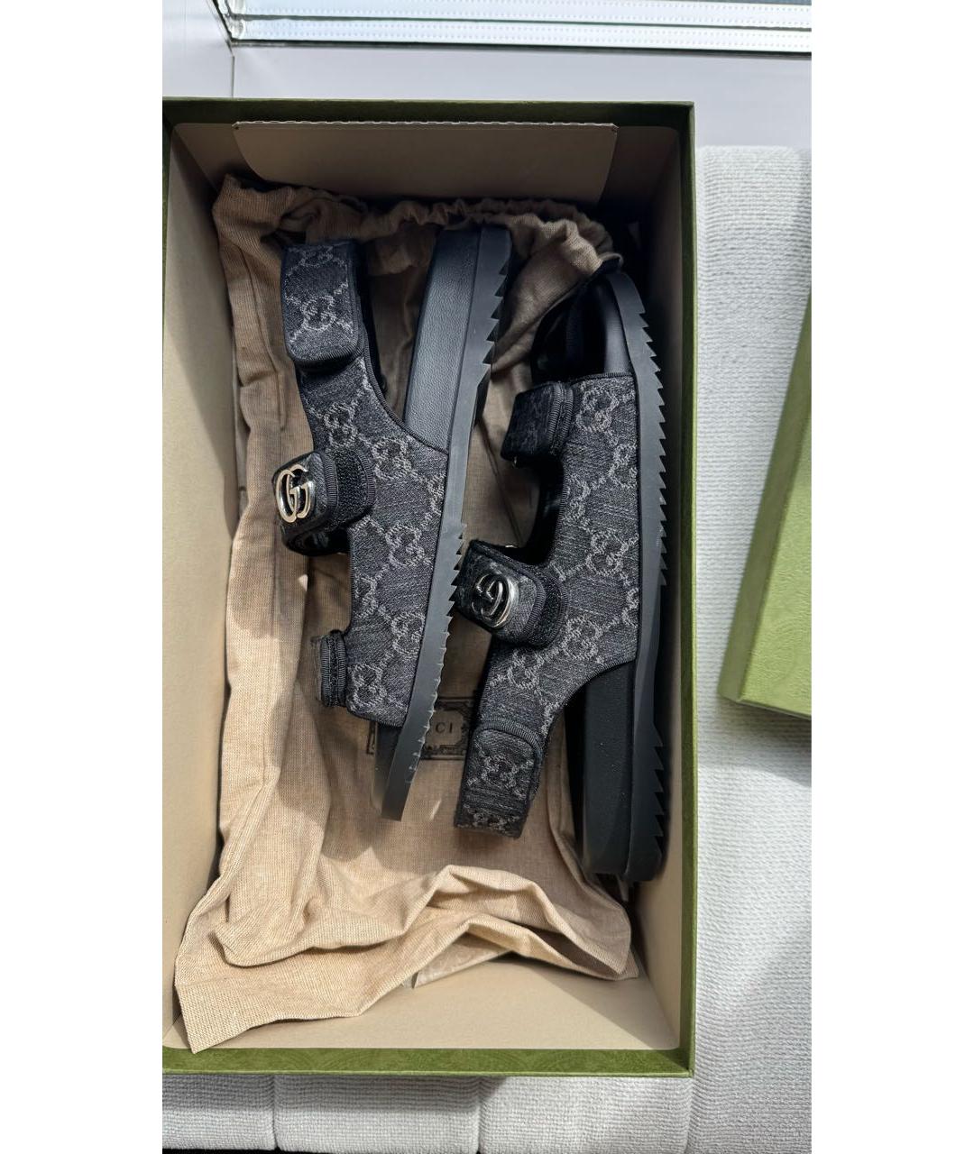 GUCCI Черные текстильные сандалии, фото 6