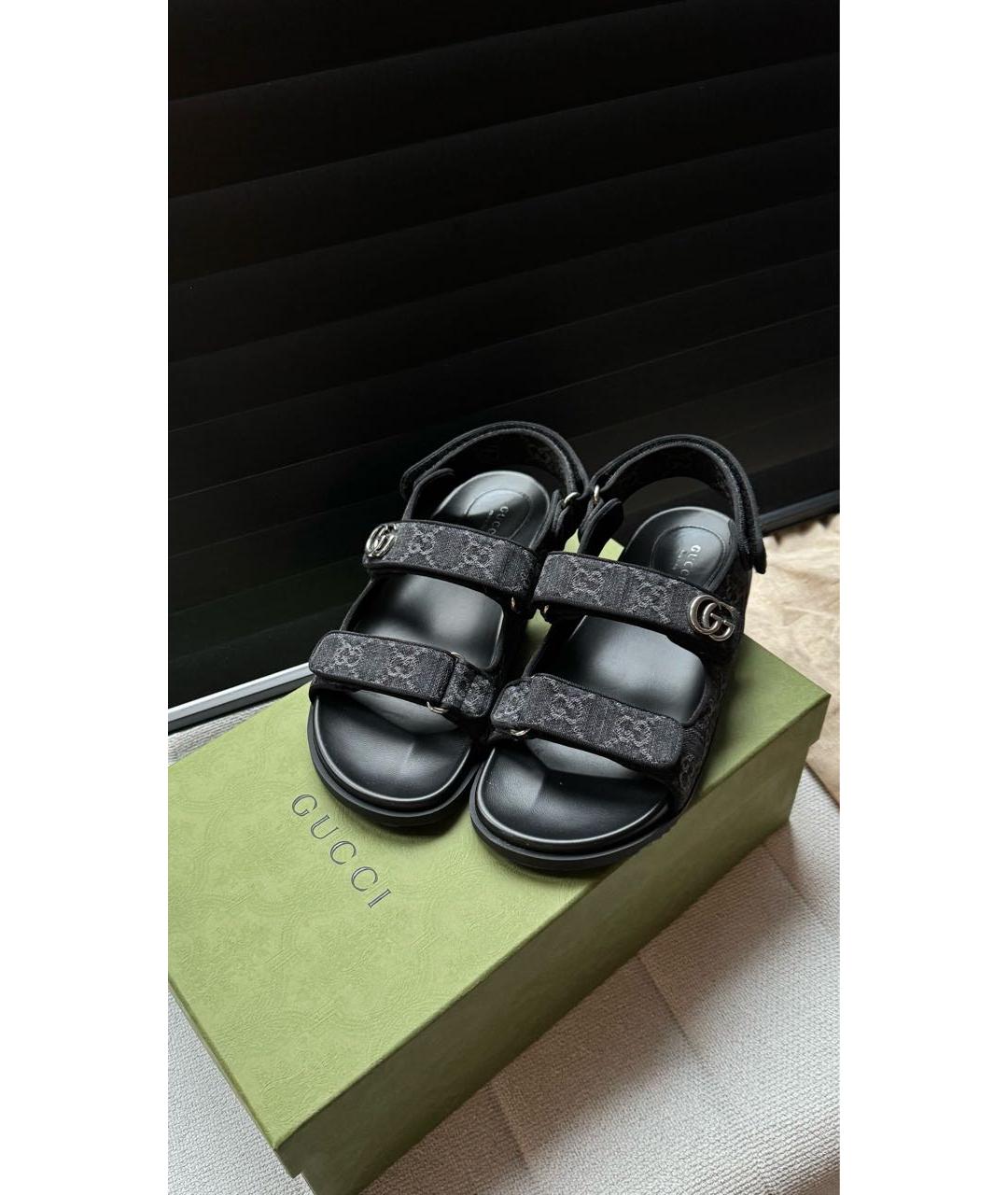 GUCCI Черные текстильные сандалии, фото 2