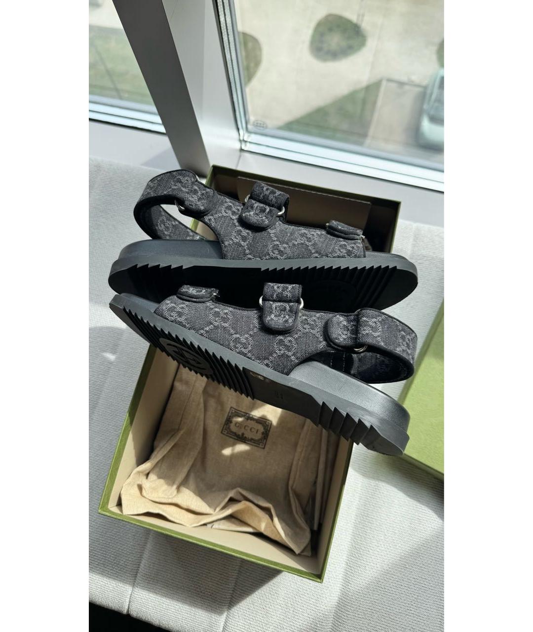 GUCCI Черные текстильные сандалии, фото 8