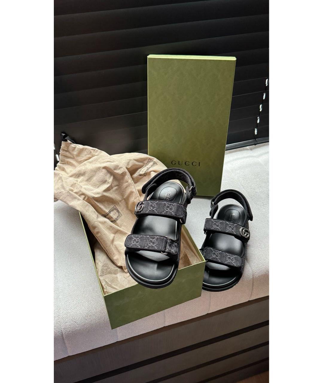 GUCCI Черные текстильные сандалии, фото 4