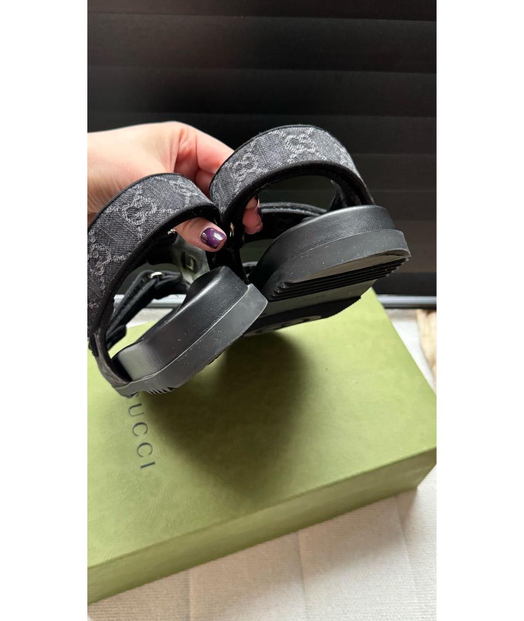 GUCCI Черные текстильные сандалии, фото 5