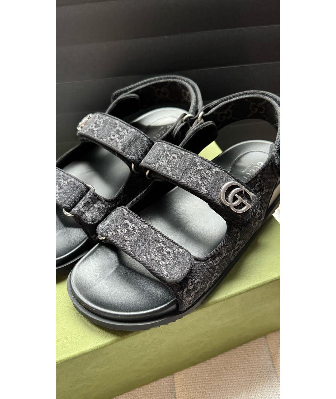 GUCCI Черные текстильные сандалии, фото 3