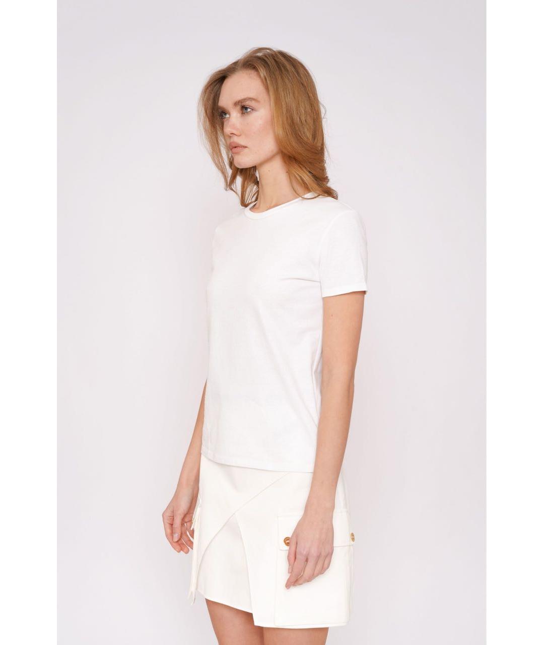 ELISABETTA FRANCHI Белая хлопковая футболка, фото 3