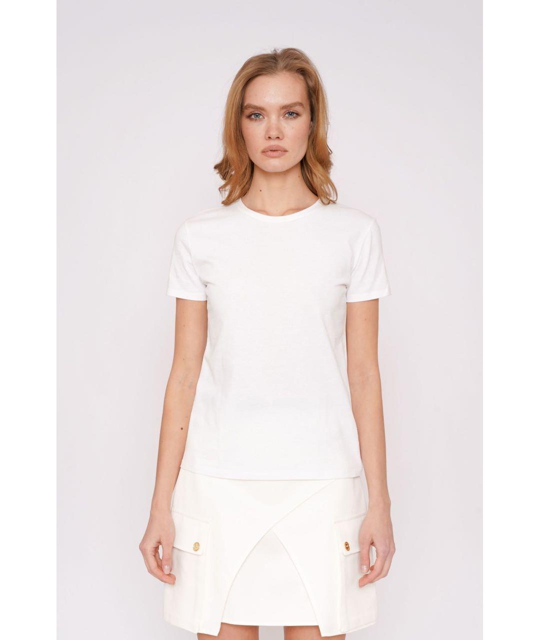 ELISABETTA FRANCHI Белая хлопковая футболка, фото 2