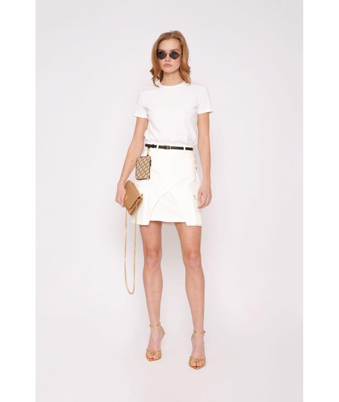 ELISABETTA FRANCHI Белая хлопковая футболка, фото 5