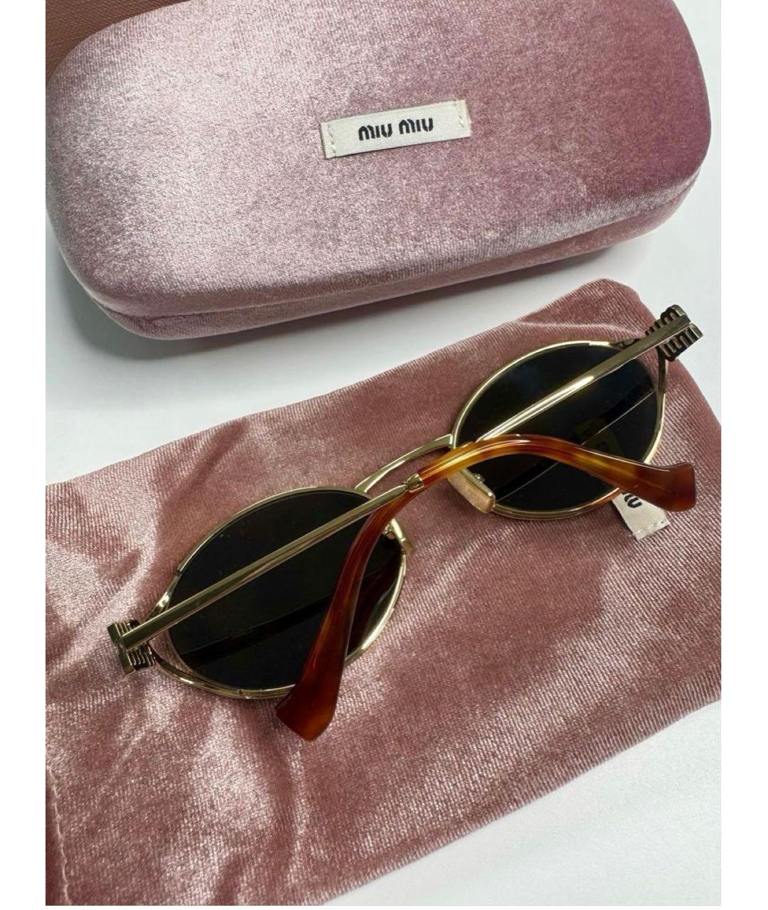MIU MIU Коричневые металлические солнцезащитные очки, фото 3