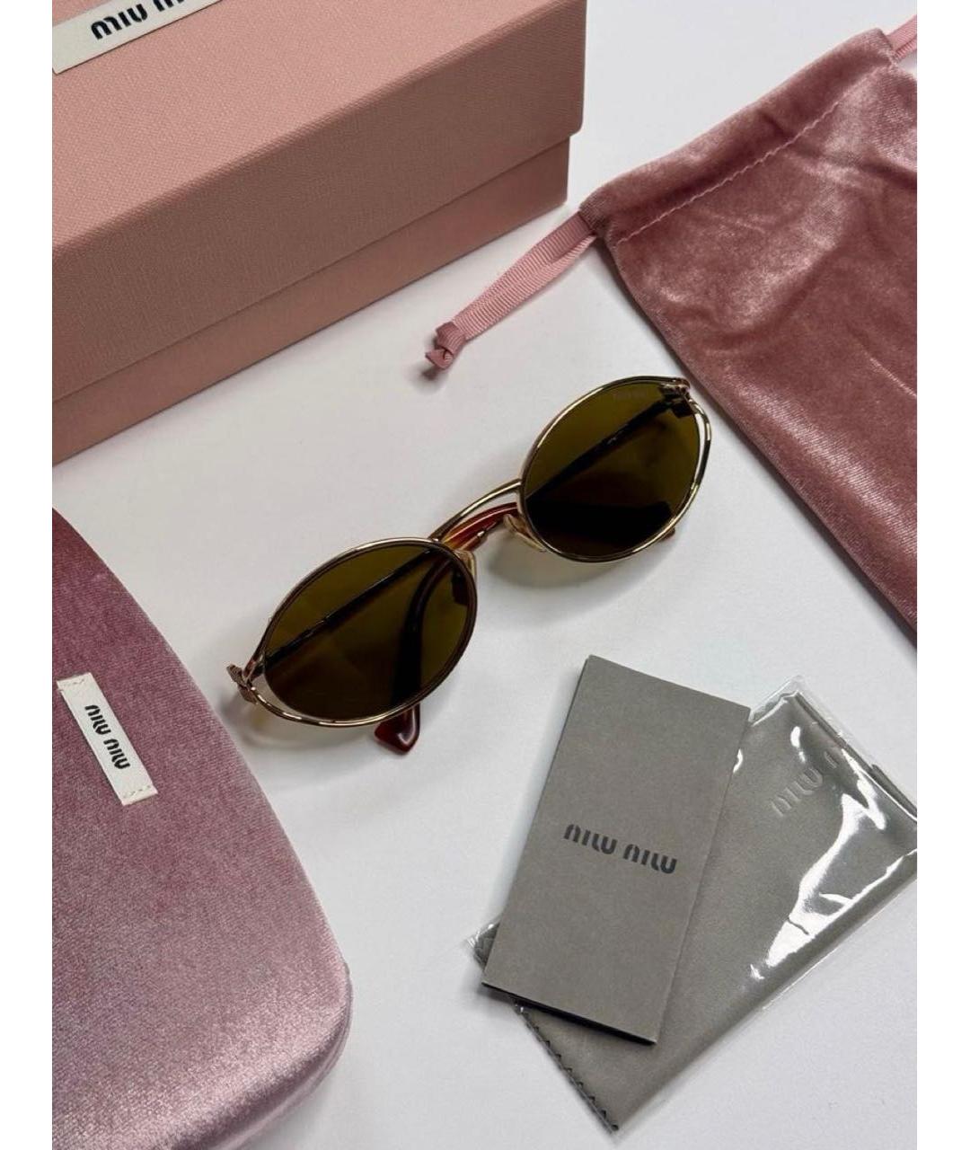 MIU MIU Коричневые металлические солнцезащитные очки, фото 4