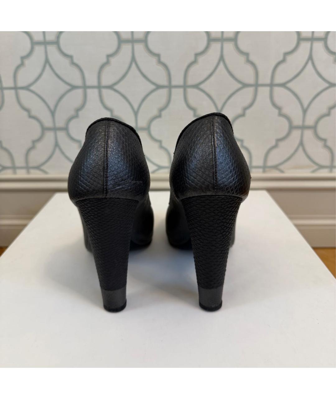 CHANEL Антрацитовые кожаные туфли, фото 4