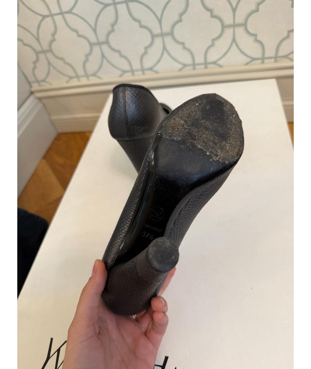 CHANEL Антрацитовые кожаные туфли, фото 6