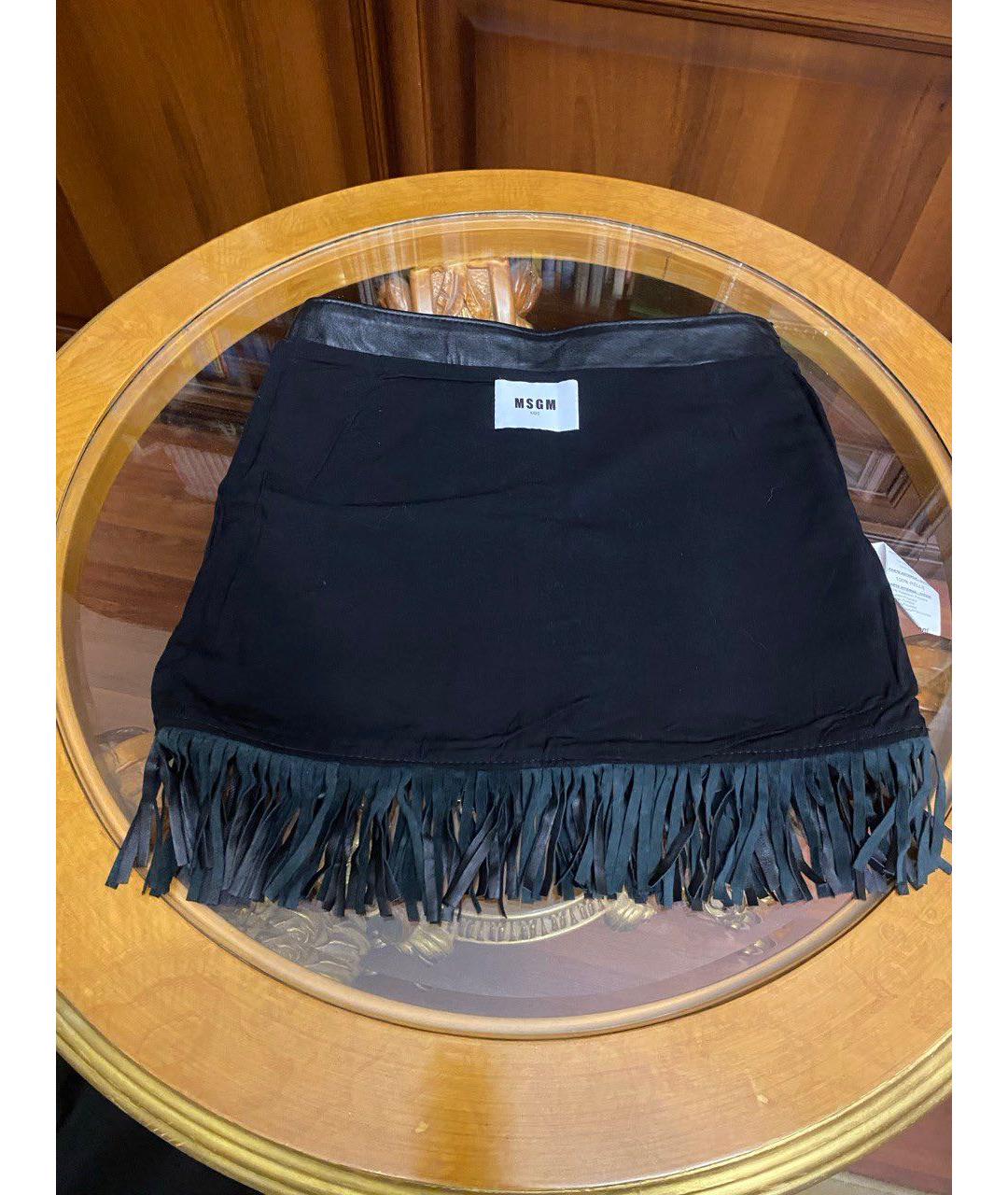 MSGM Черная кожаная юбка, фото 3