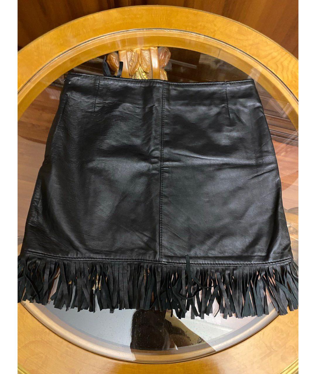 MSGM Черная кожаная юбка, фото 2
