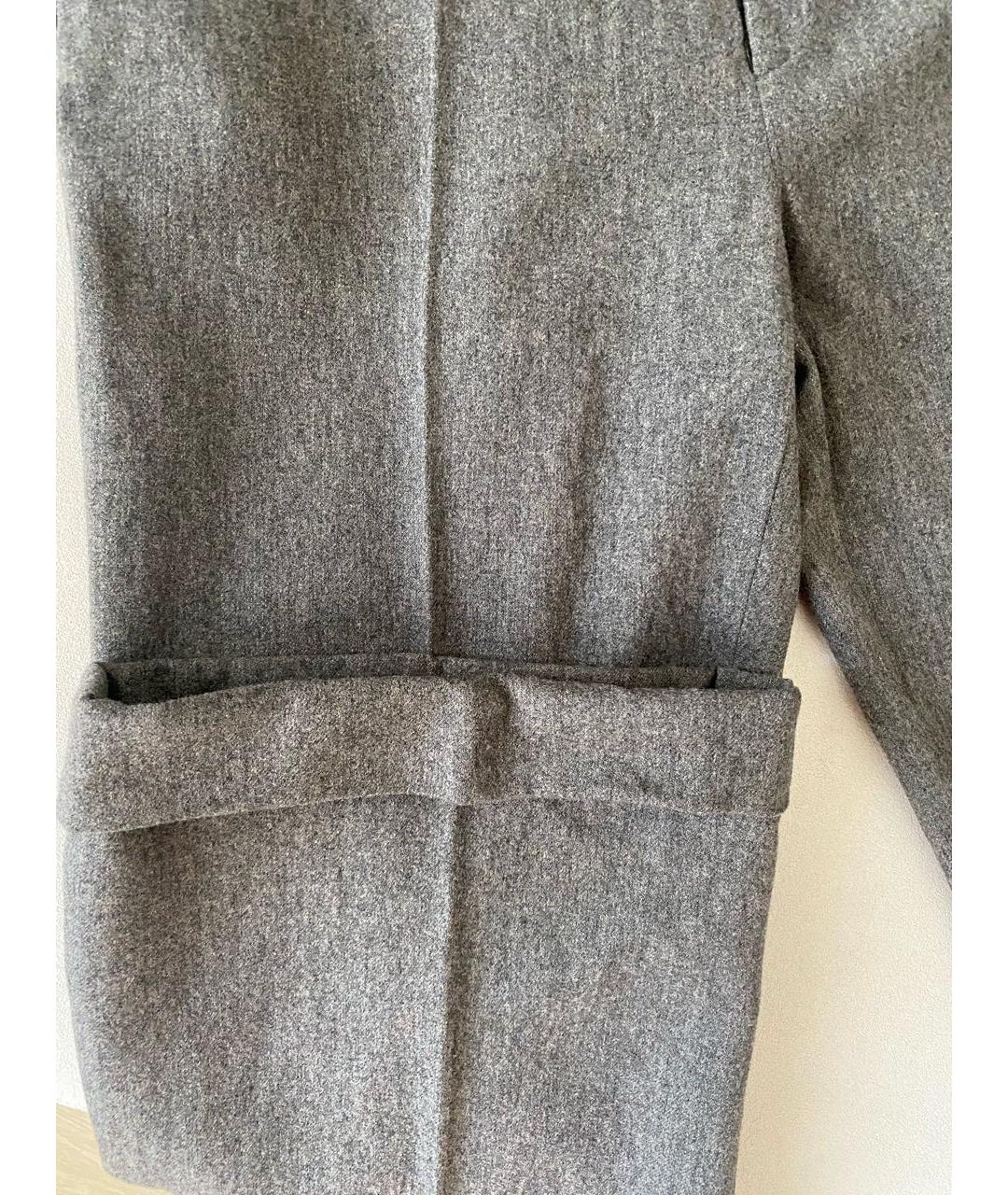 RALPH LAUREN Серые шерстяные прямые брюки, фото 5