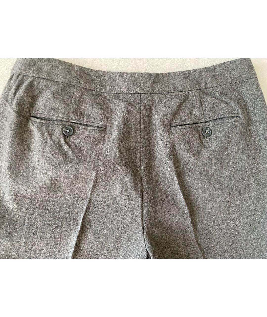 RALPH LAUREN Серые шерстяные прямые брюки, фото 7