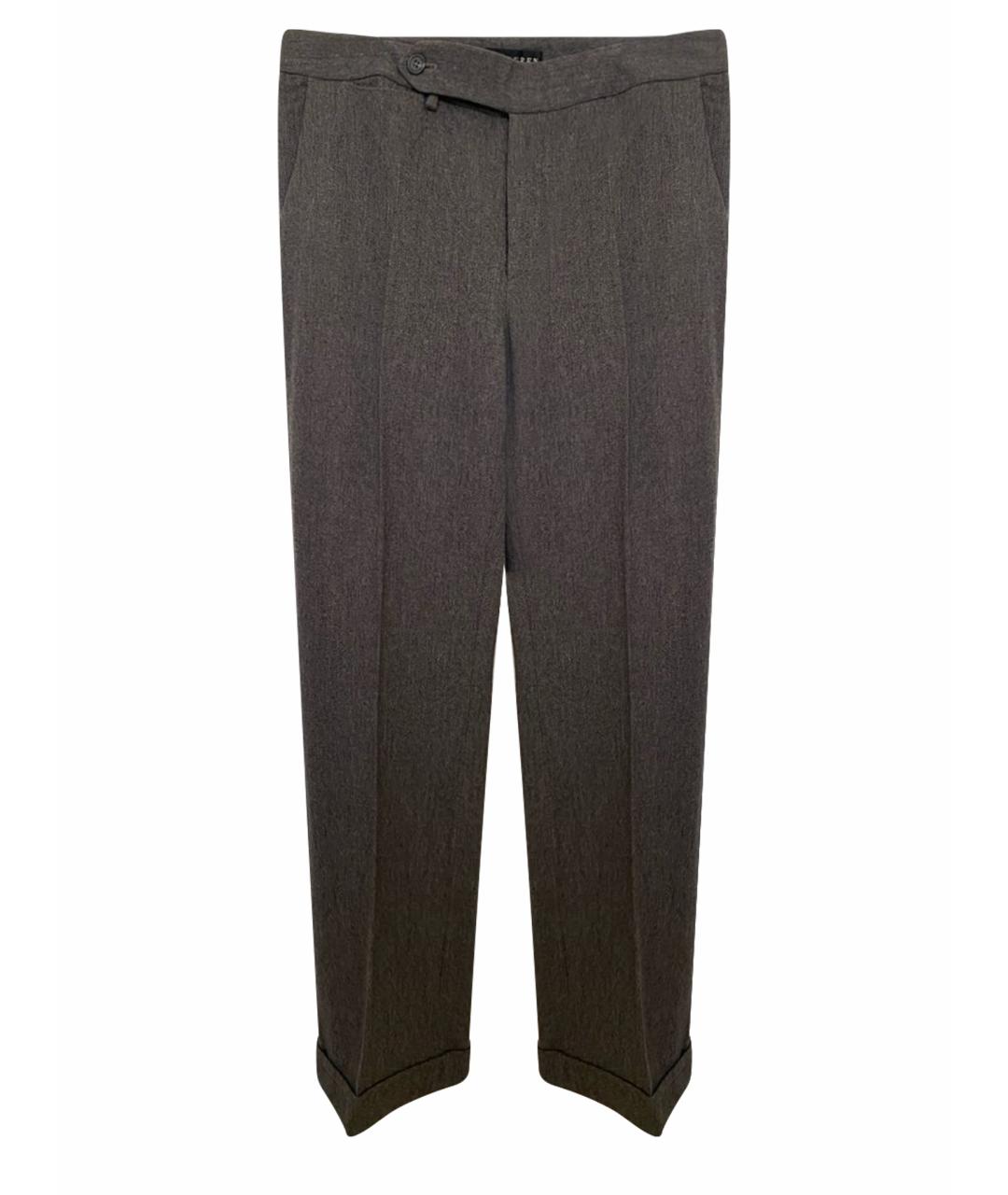 RALPH LAUREN Серые шерстяные прямые брюки, фото 9
