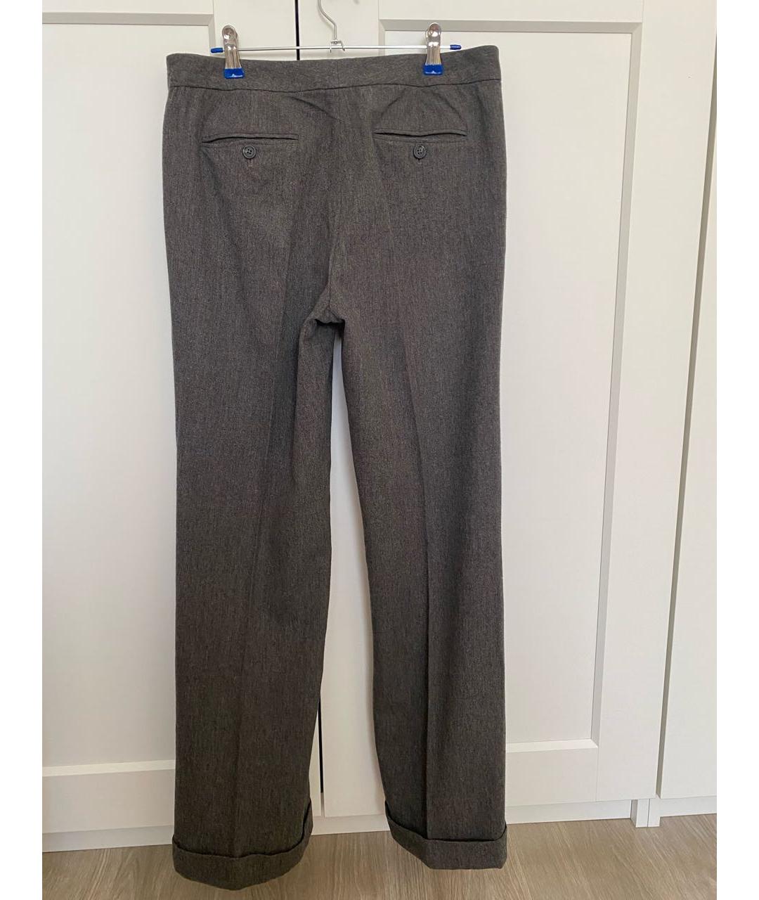 RALPH LAUREN Серые шерстяные прямые брюки, фото 2