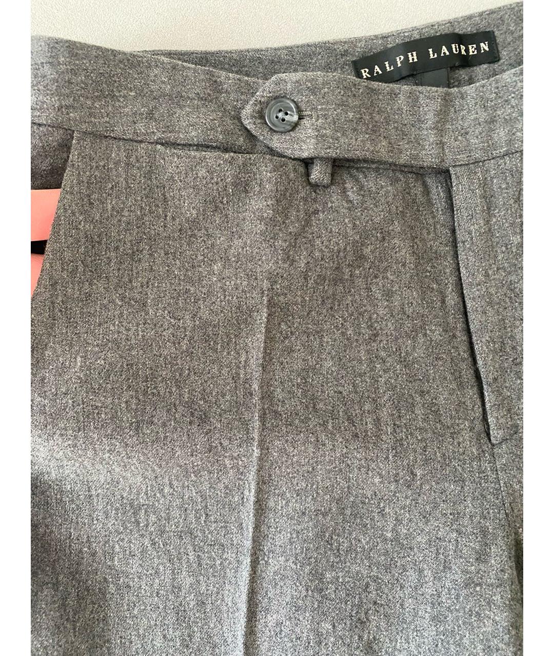 RALPH LAUREN Серые шерстяные прямые брюки, фото 6