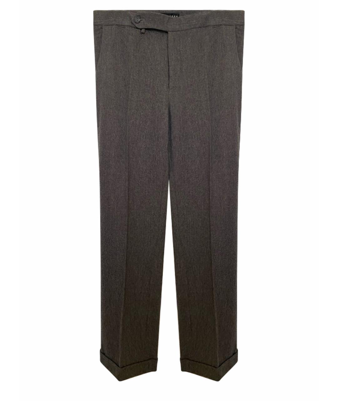 RALPH LAUREN Серые шерстяные прямые брюки, фото 1