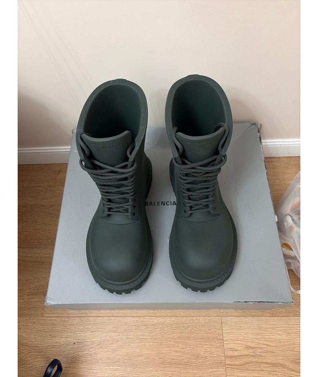 BALENCIAGA Хаки резиновые высокие ботинки, фото 2