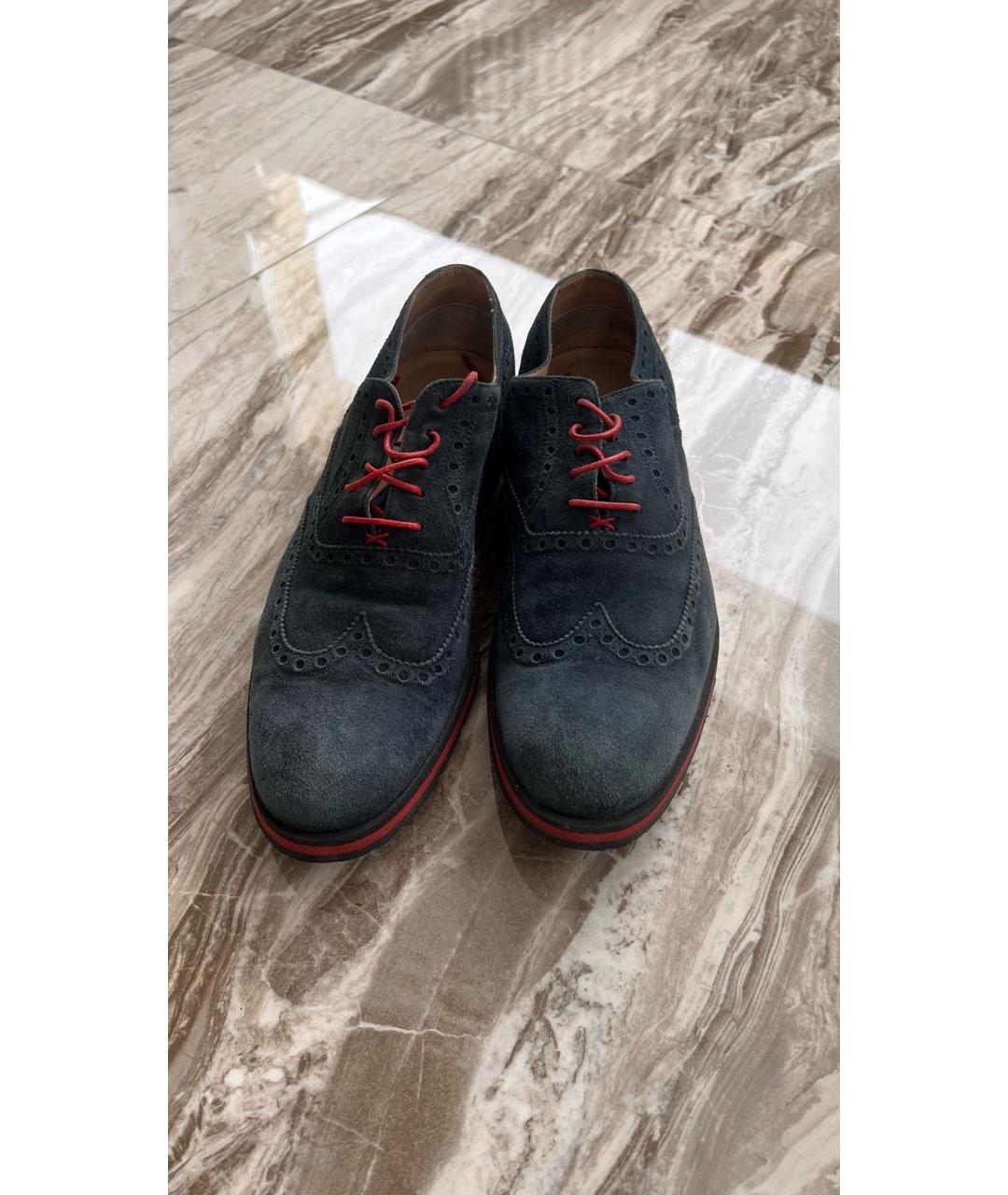 KITON Синие замшевые туфли, фото 2