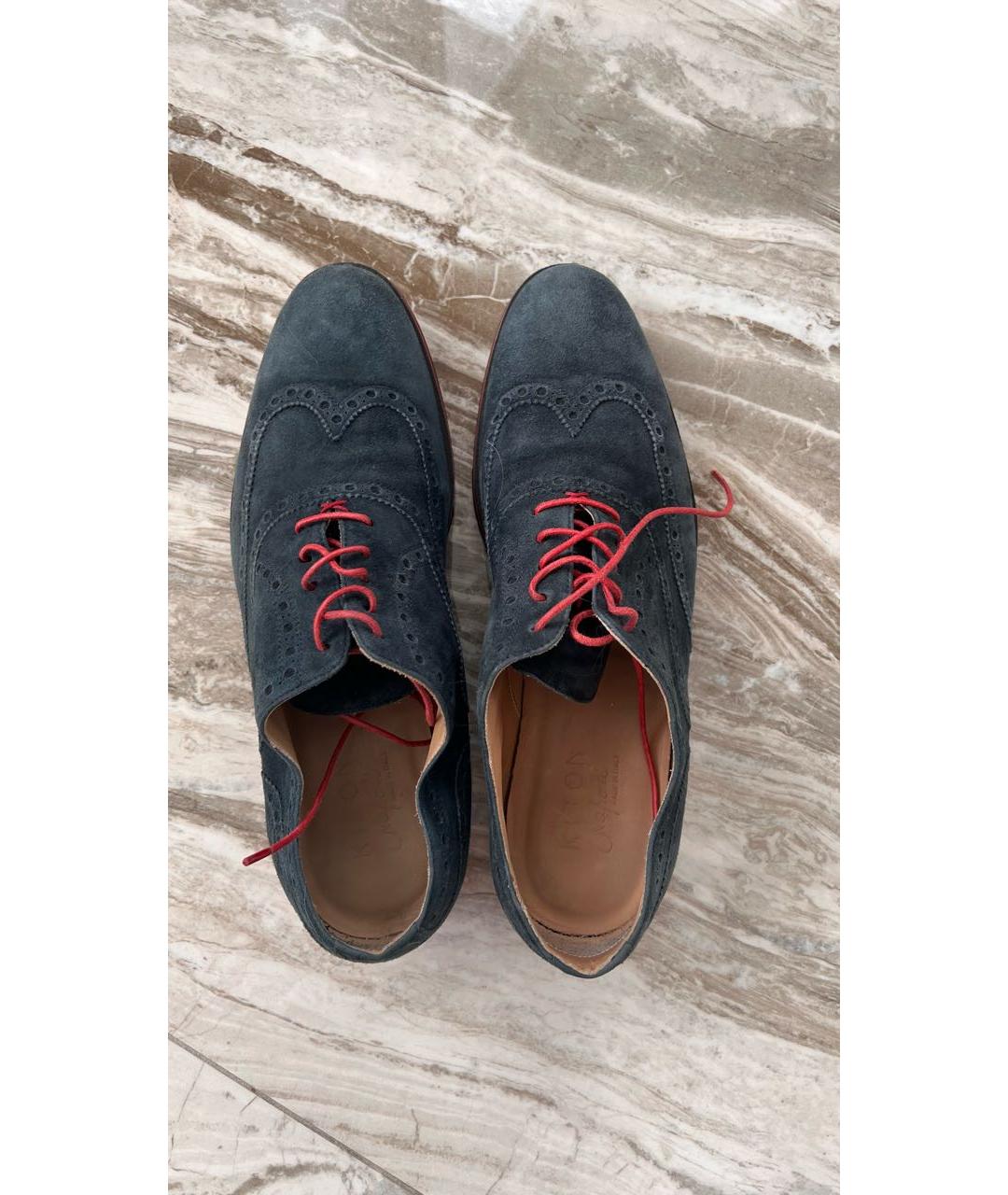 KITON Синие замшевые туфли, фото 3