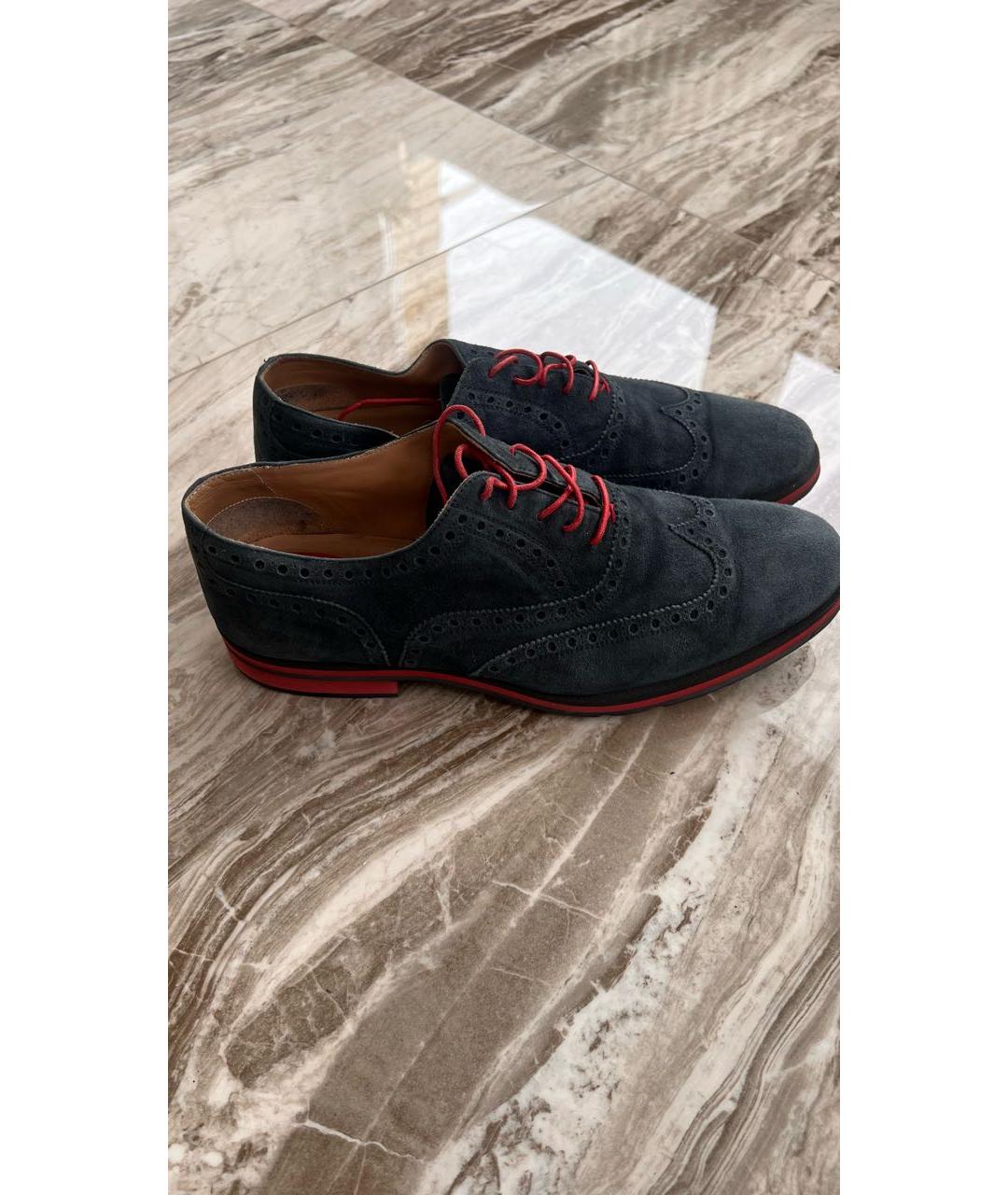 KITON Синие замшевые туфли, фото 4