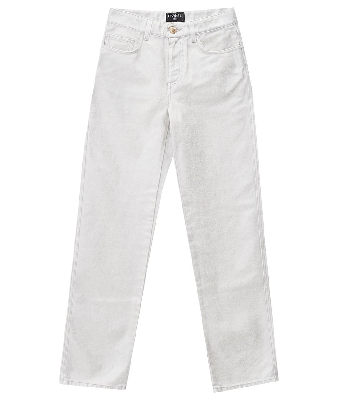CHANEL Белые хлопковые прямые джинсы, фото 1