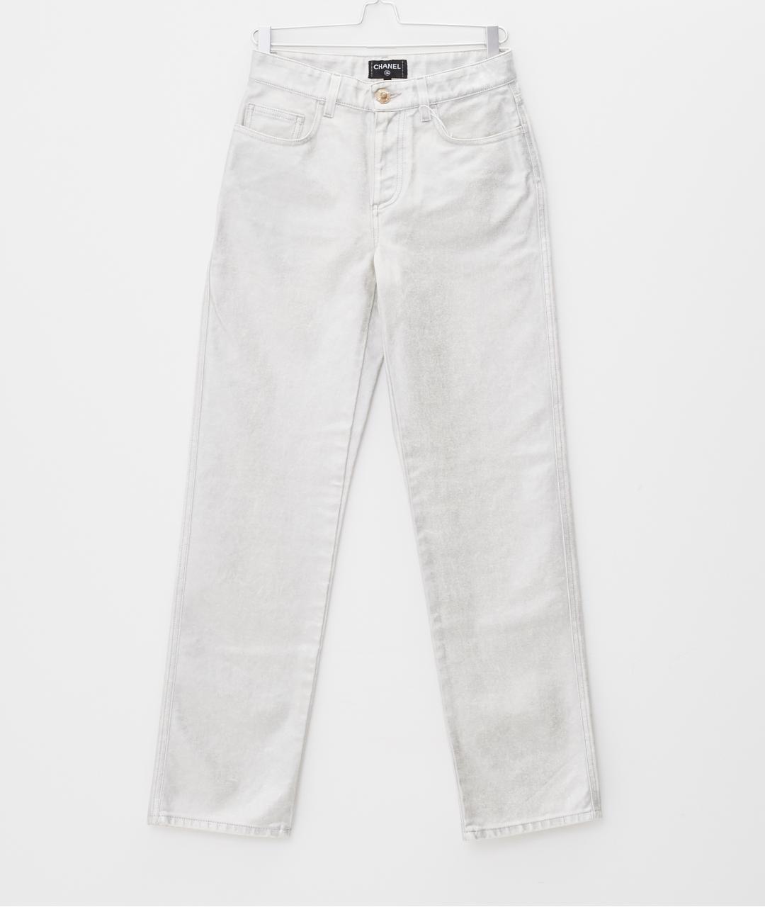 CHANEL Белые хлопковые прямые джинсы, фото 6