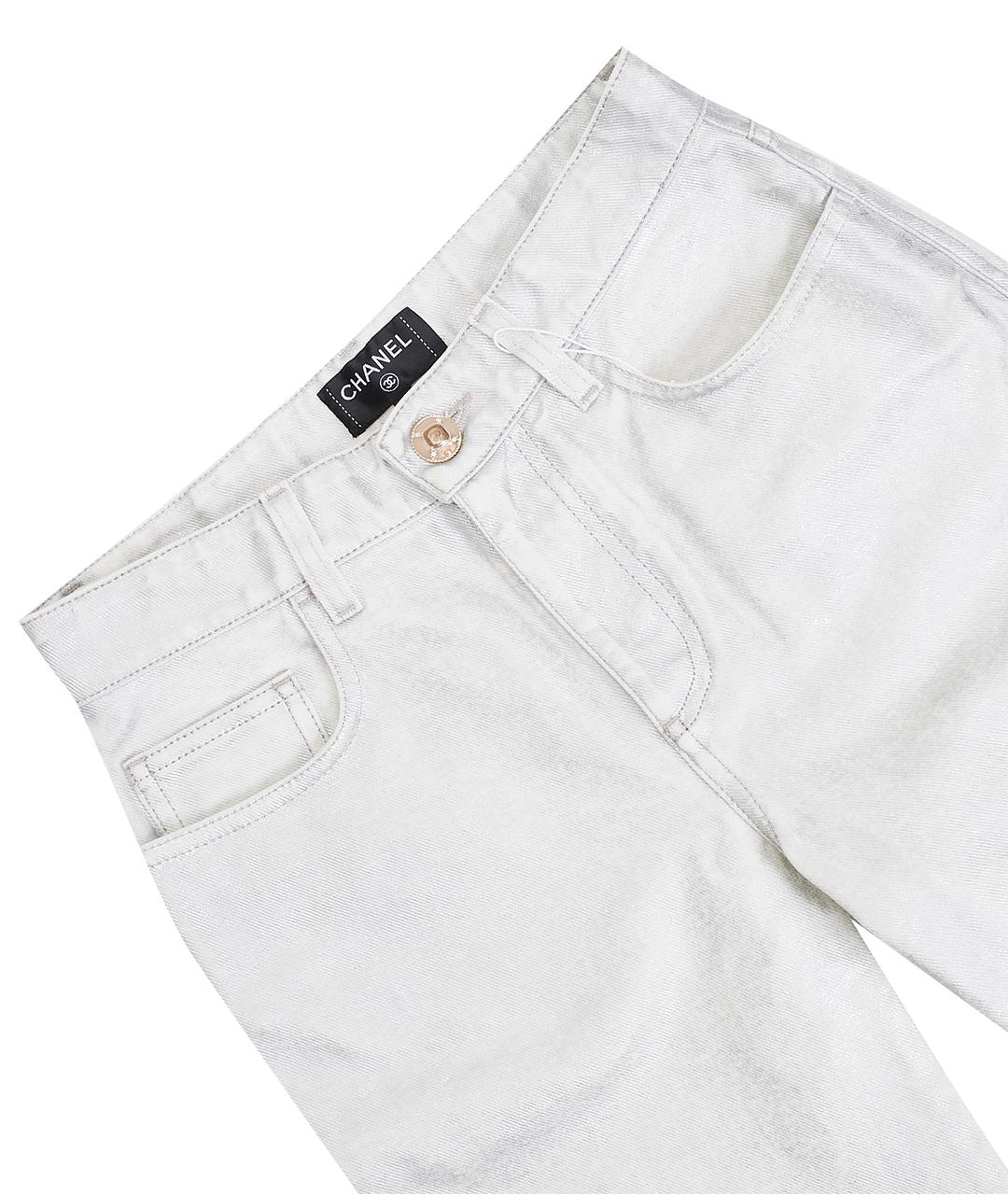 CHANEL Белые хлопковые прямые джинсы, фото 8