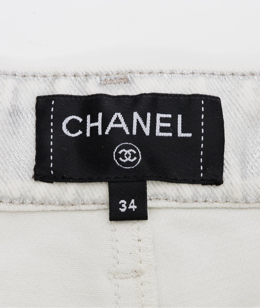 CHANEL Белые хлопковые прямые джинсы, фото 2