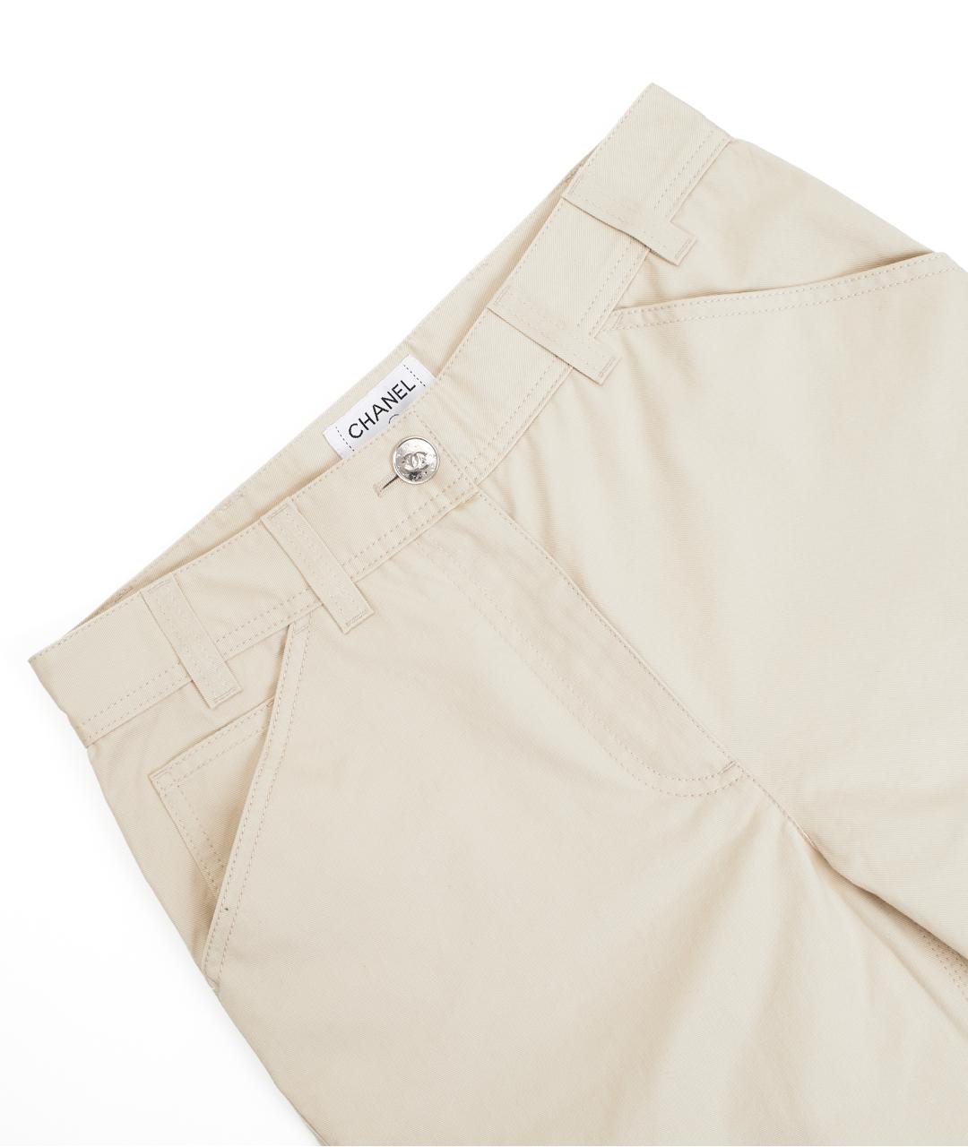 CHANEL Бежевые хлопковые прямые джинсы, фото 2