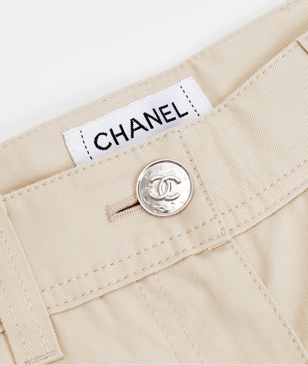 CHANEL Бежевые хлопковые прямые джинсы, фото 4