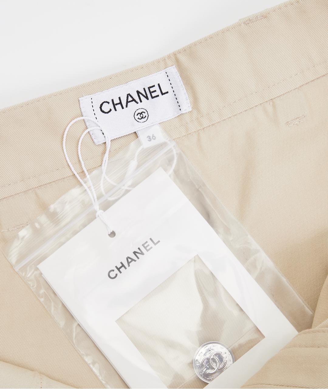 CHANEL Бежевые хлопковые прямые джинсы, фото 5