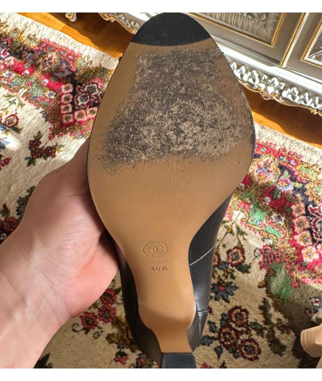 CHANEL Черные кожаные туфли, фото 7