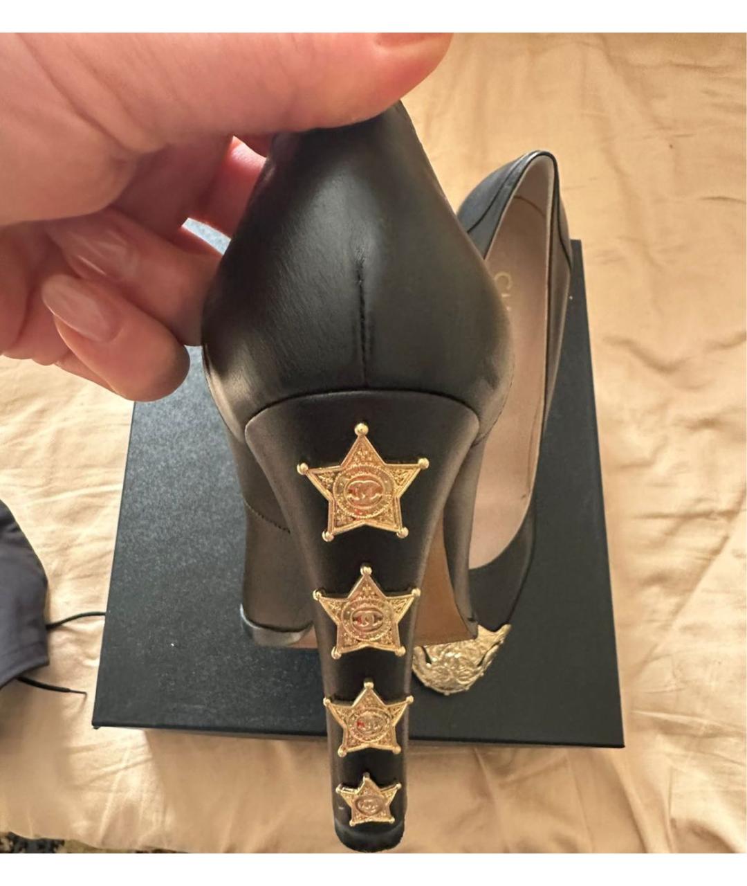 CHANEL Черные кожаные туфли, фото 4