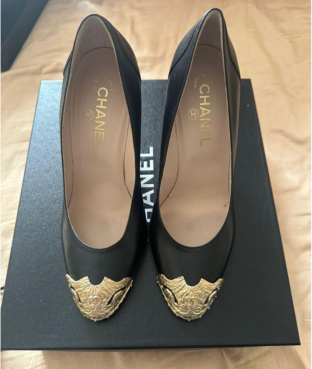 CHANEL Черные кожаные туфли, фото 2