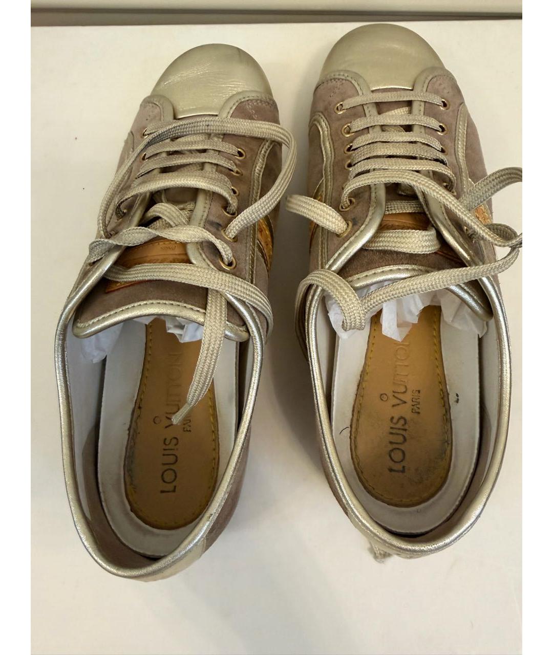 LOUIS VUITTON Бежевые замшевые кеды, фото 5
