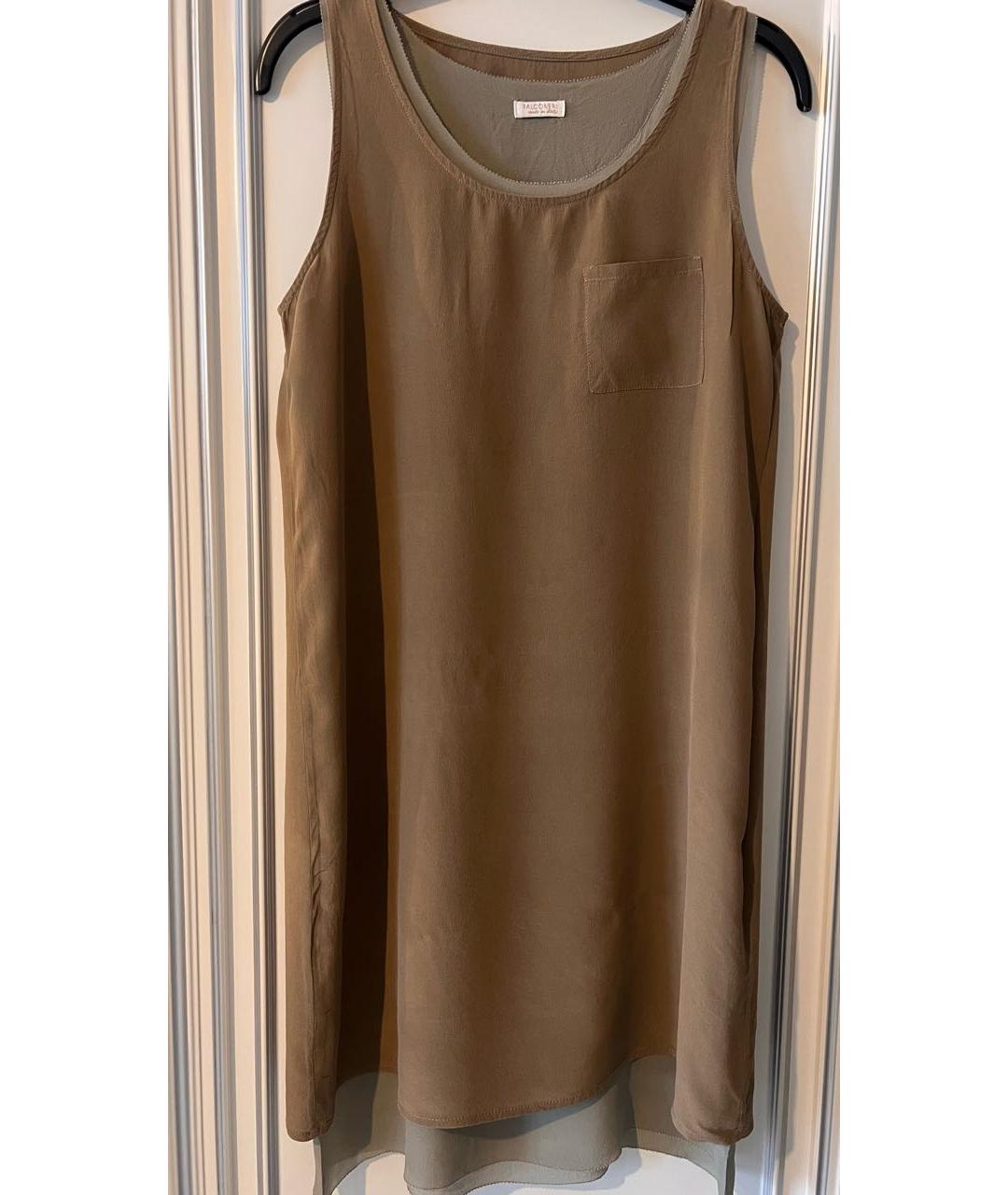 FALCONERI Хаки шелковое коктейльное платье, фото 5