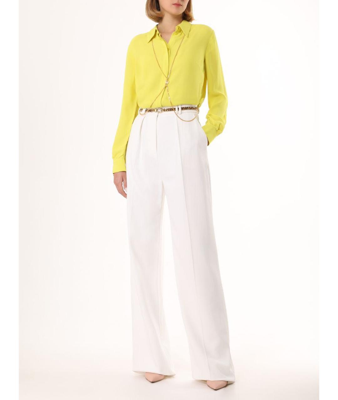 ELISABETTA FRANCHI Белые хлопковые прямые брюки, фото 5