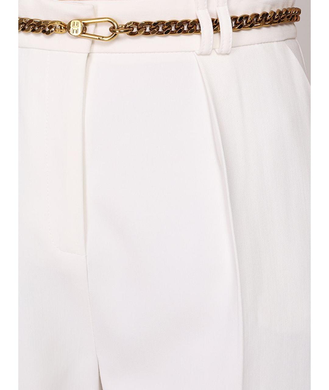 ELISABETTA FRANCHI Белые хлопковые прямые брюки, фото 4