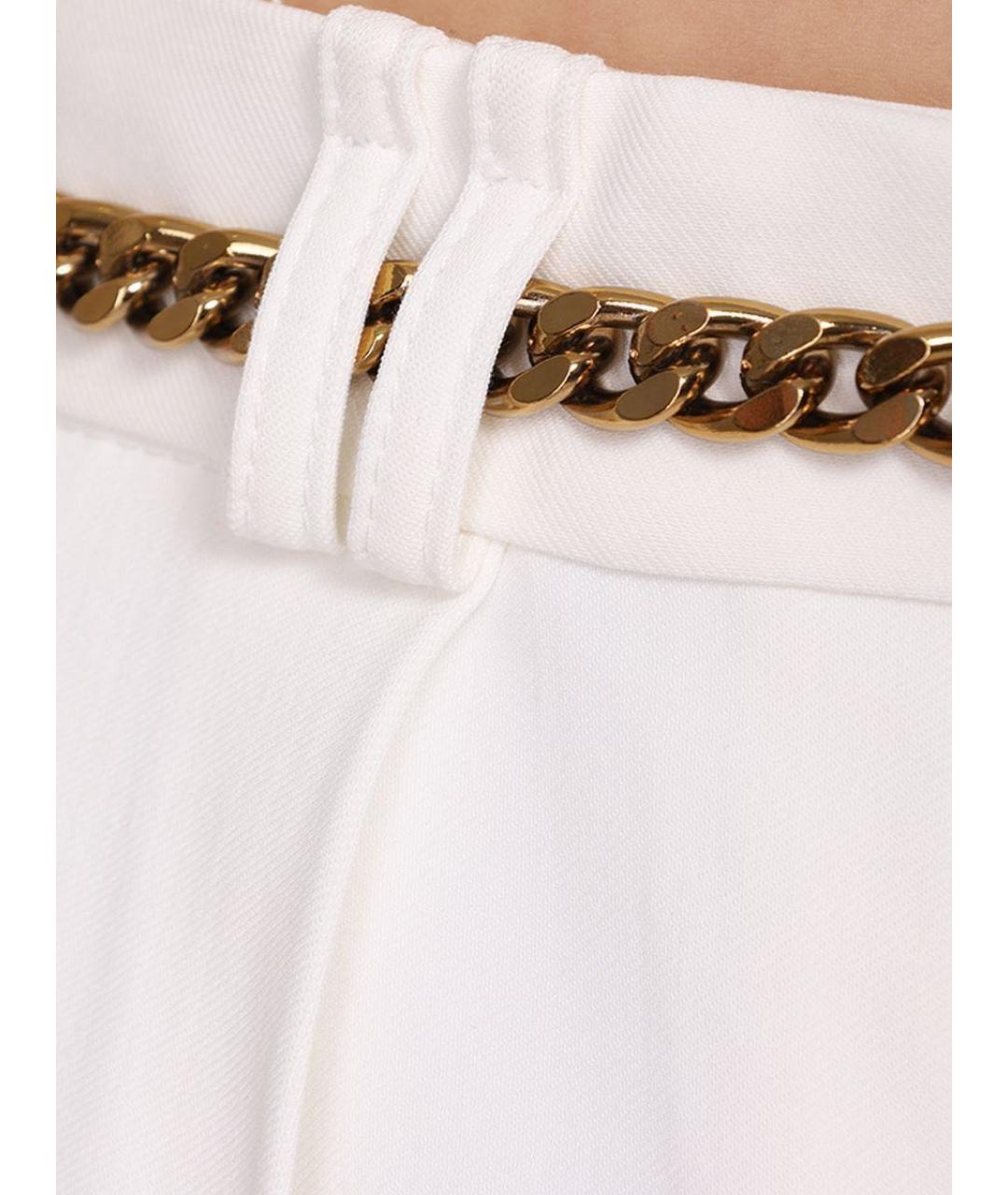 ELISABETTA FRANCHI Белые хлопковые прямые брюки, фото 3