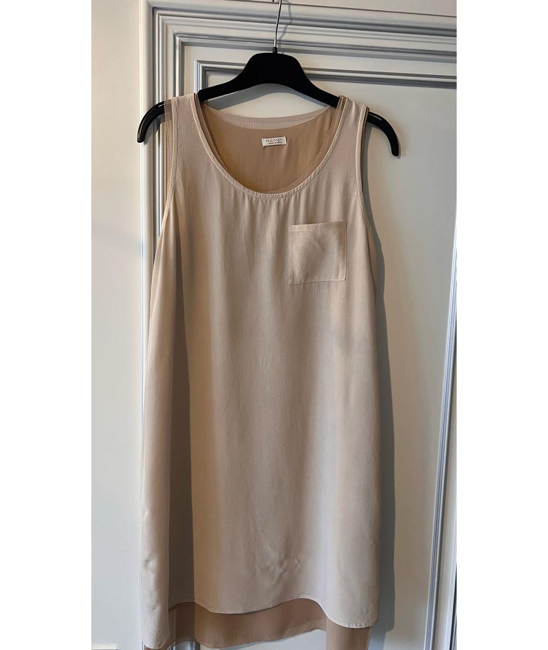 FALCONERI Бежевое шелковое повседневное платье, фото 4