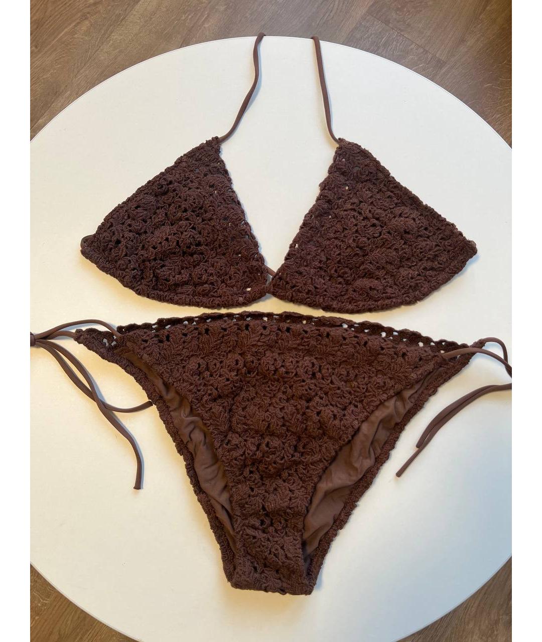 ERMANNO SCERVINO Коричневый хлопковый купальник, фото 5