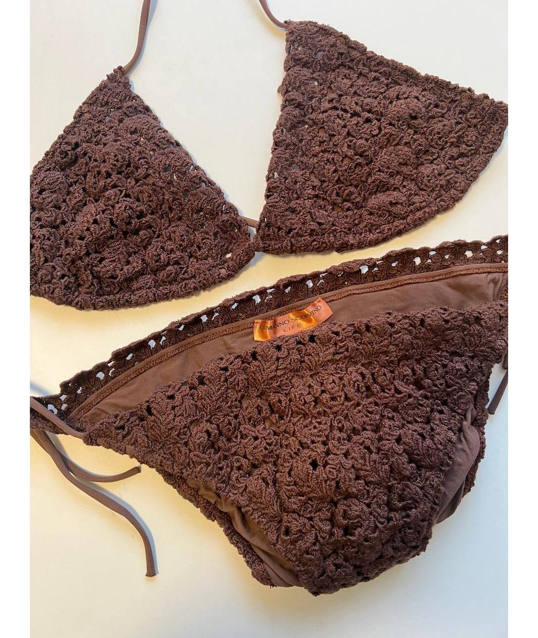 ERMANNO SCERVINO Коричневый хлопковый купальник, фото 4