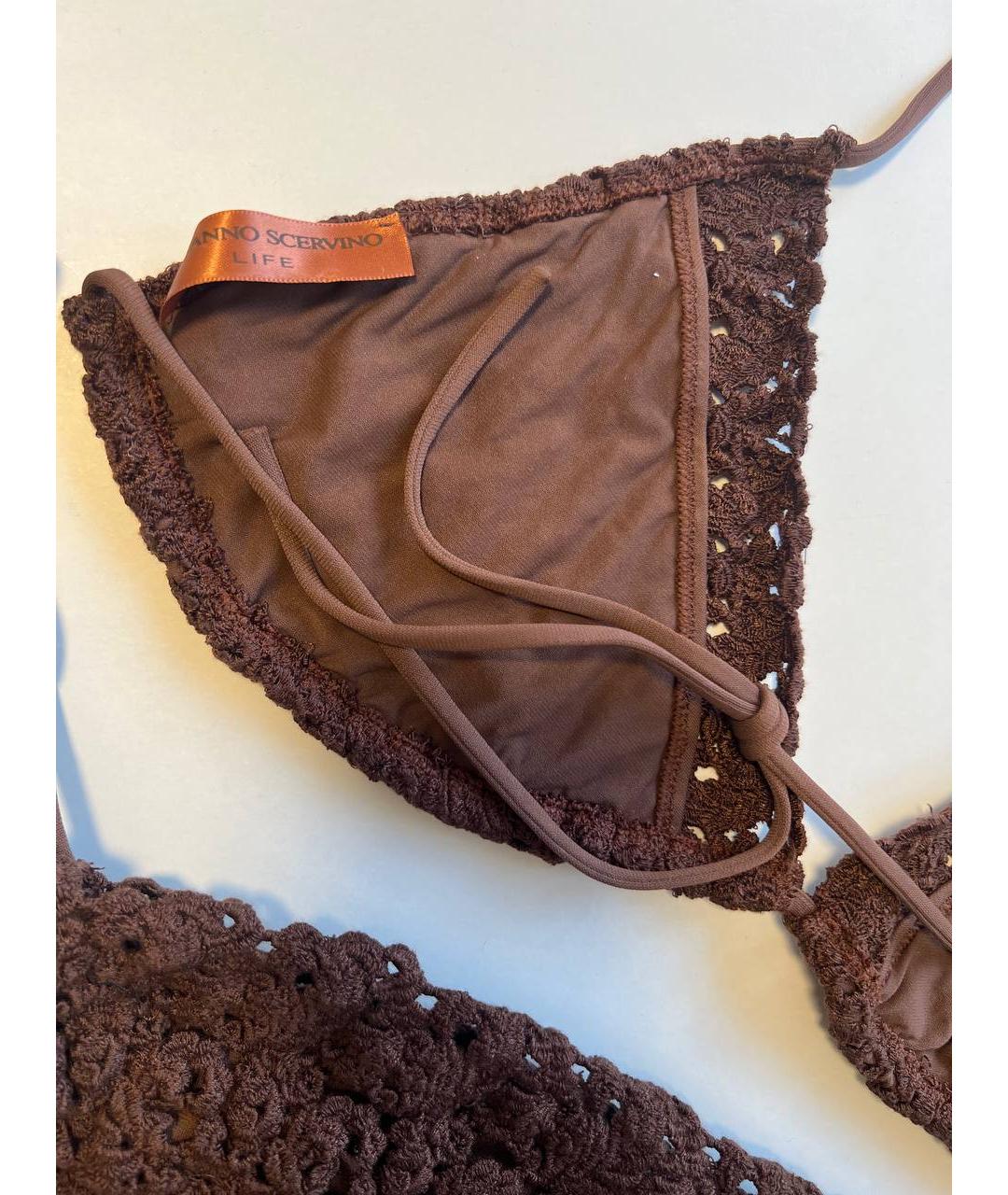 ERMANNO SCERVINO Коричневый хлопковый купальник, фото 3