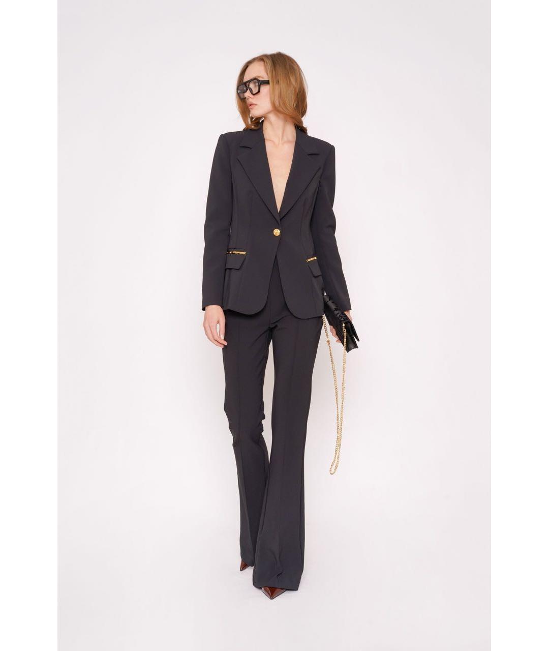 ELISABETTA FRANCHI Черные полиэстеровые брюки узкие, фото 5