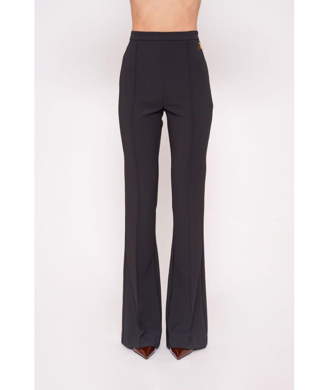 ELISABETTA FRANCHI Черные полиэстеровые брюки узкие, фото 4