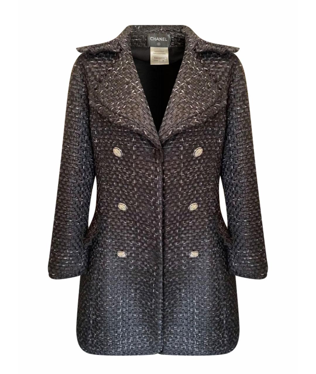 CHANEL Черное твидовое пальто, фото 1