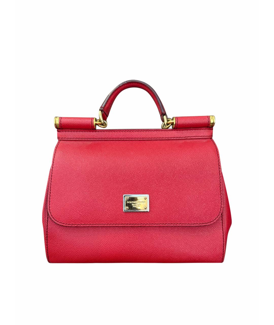 DOLCE&GABBANA Красная кожаная сумка с короткими ручками, фото 1