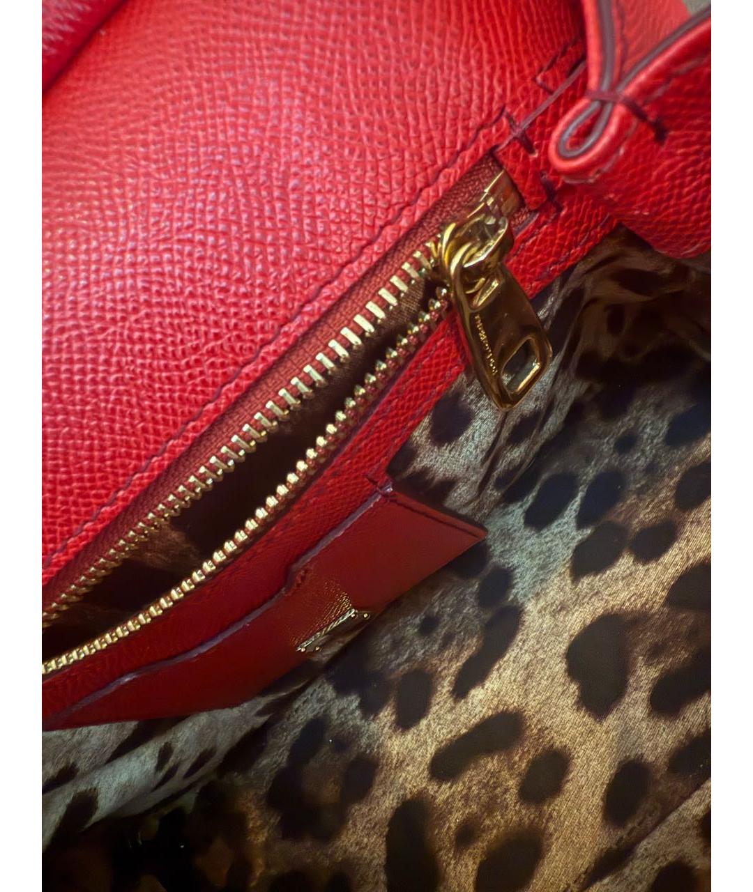 DOLCE&GABBANA Красная кожаная сумка с короткими ручками, фото 4